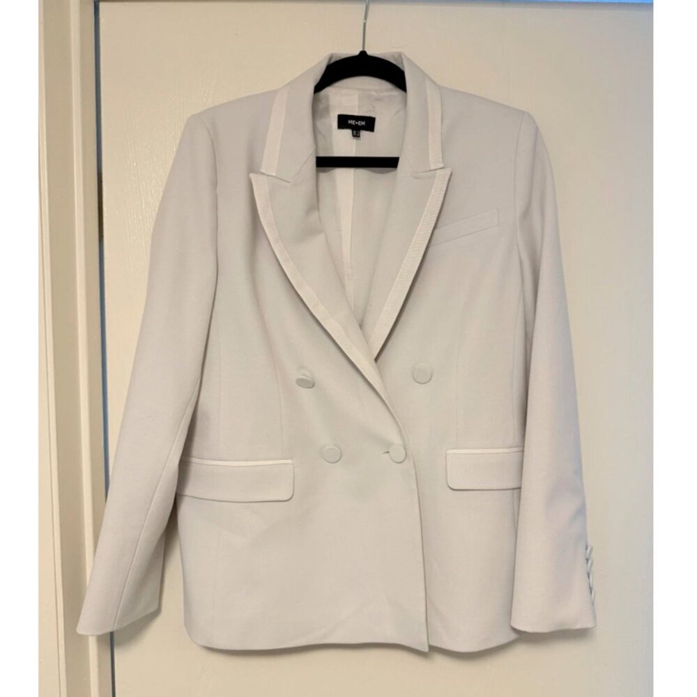 ME+EM White Tailored Double Breasted Blazer UK12 US8 EU40, Made in Turkey